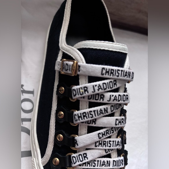 Christian Dior WalkN Dior Black Canvas Monochrome Women's Sneakers SZ 9 - Picture 10 of 13